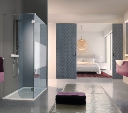 salle de bain avec douche italienne ouverte salle eau spacieuse design ouverte chambre