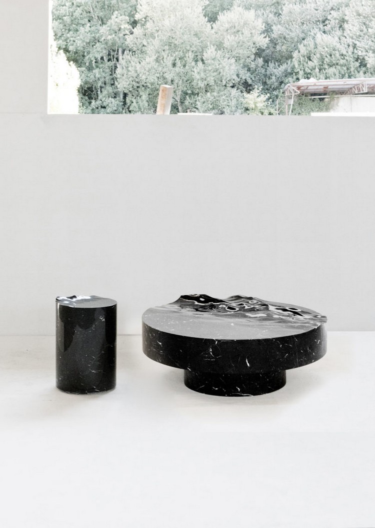 table basse en marbre inspiration vague océan collection meubles française singée Mathieu Lehanneur
