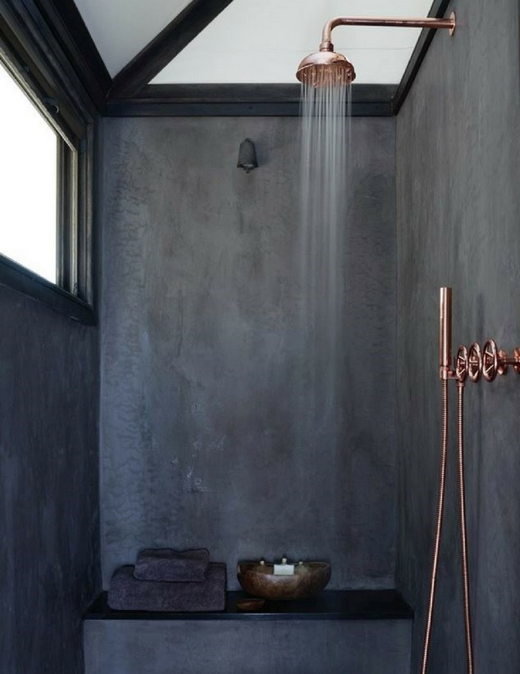 Béton ciré salle de bain aménagement murs sol idées mobilier salle eau