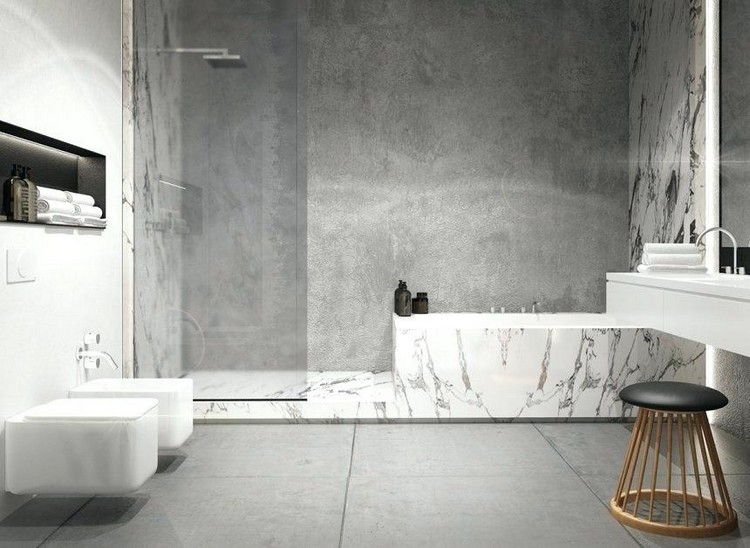 Béton ciré salle de bain contemporaine idées décoration conseils revêtement mur sol mobilier