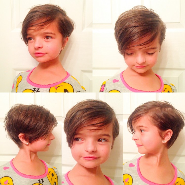 Coupe de cheveux petite fille coupe pixie boule idée pratique fillette 4 ans
