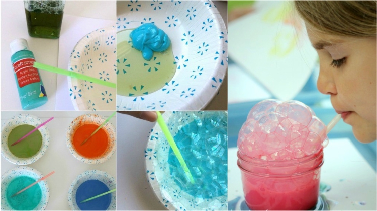 activités artistiques pour filles et garçons- art bulles savon colorés