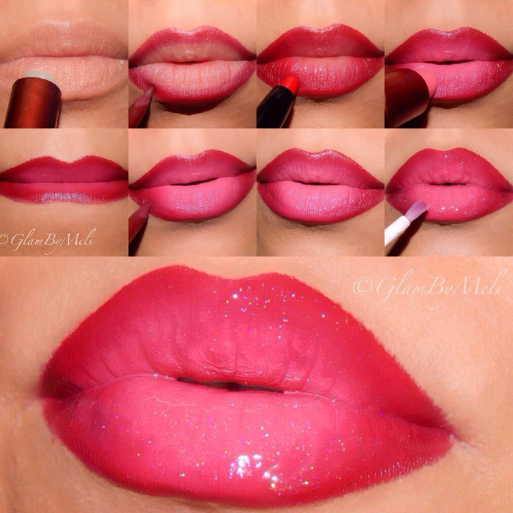 application rouge à lèvres contours lip gloss