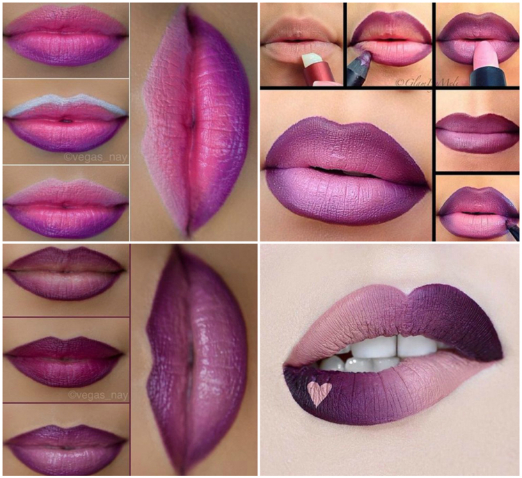 application rouge à lèvres effet ombré violet instructions