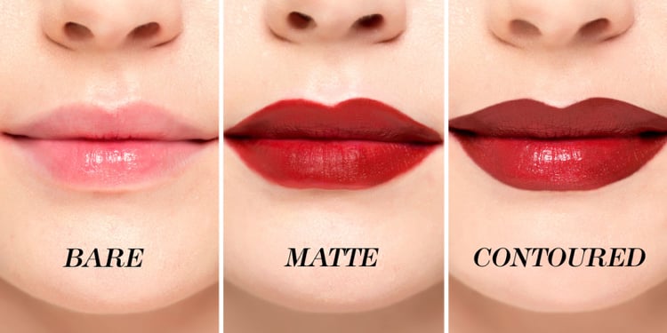 application rouge à lèvres mat et contours