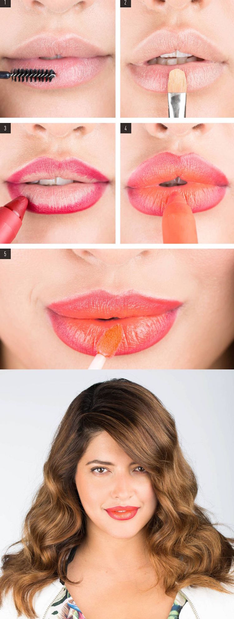 application rouge à lèvres rose orange idée pour l'été