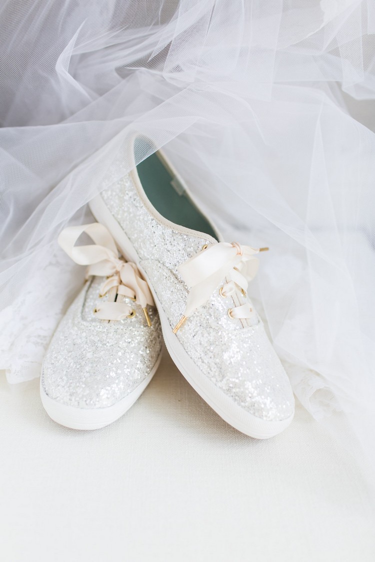 basket mariage femme chaussures blanches paillettes