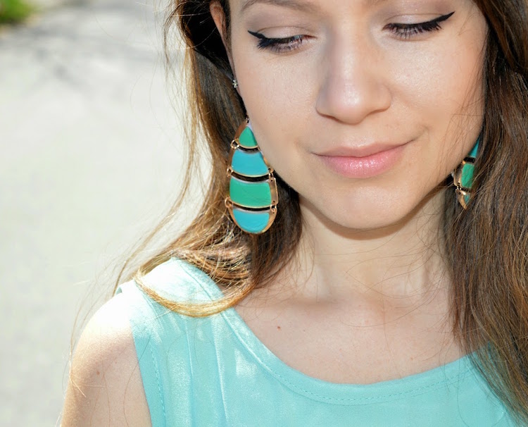 boucles d oreilles originales statement earrings gouttes en nuances turquoise