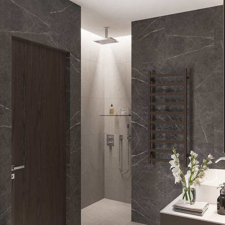 carrelage salle de bain pierre grise douche italienne