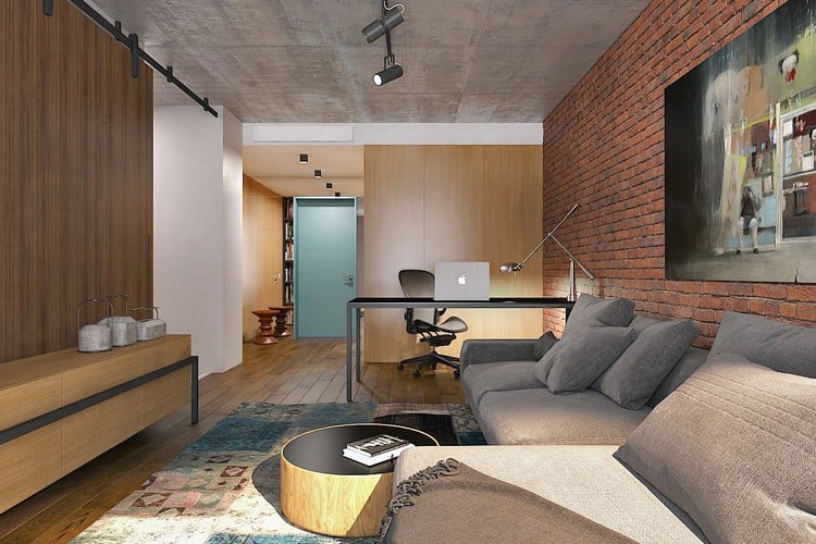 comment aménager un studio exemple appartement style industriel moderne mariage parfait matériaux qualité