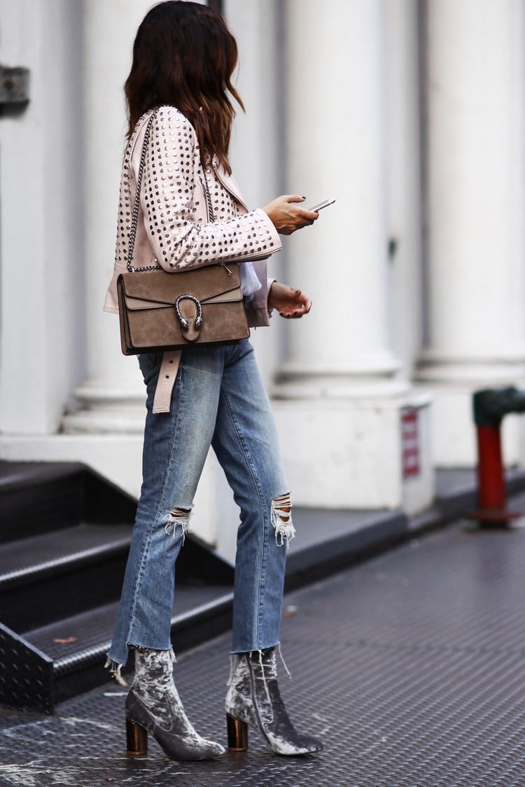 comment porter des bottines avec quel sac jeans slim look tendance copier 2018