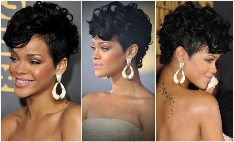 coupe mohawk femme cheveux noirs Rihanna