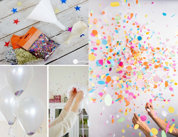 déco fete originale- ballons transparents remplis de confettis multicolores