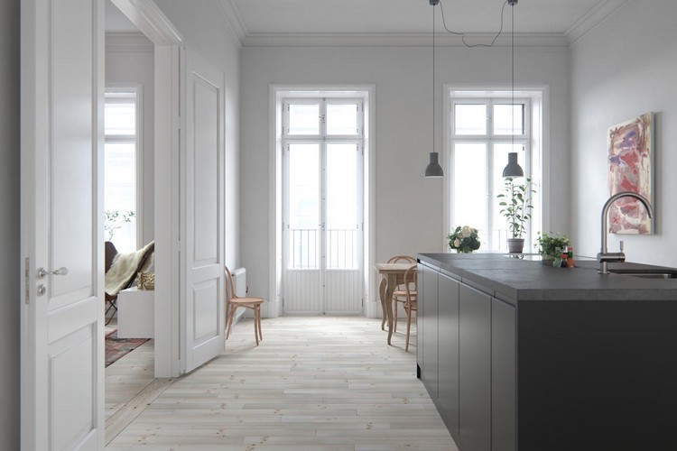 déco style scandinave cuisines fenêtres murs blancs