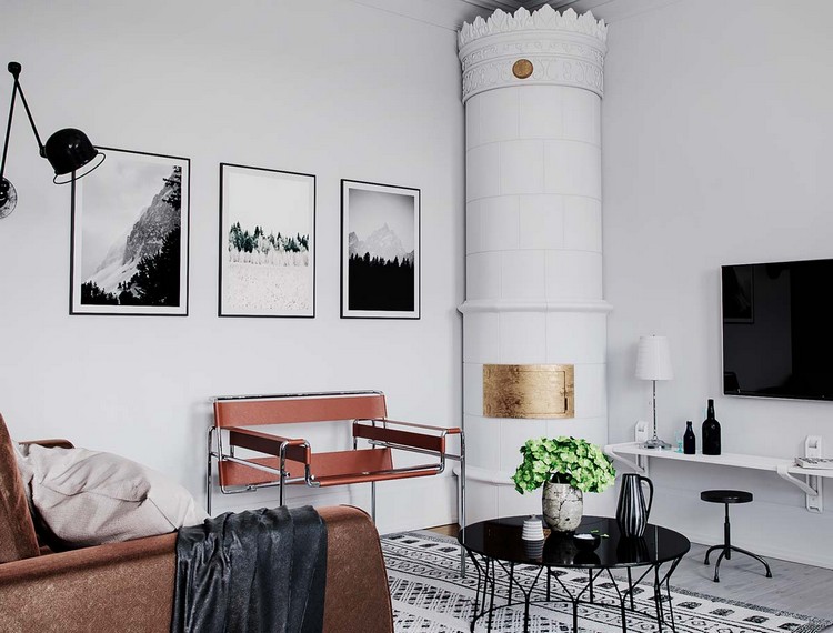 déco style scandinave salon en blanc et noir