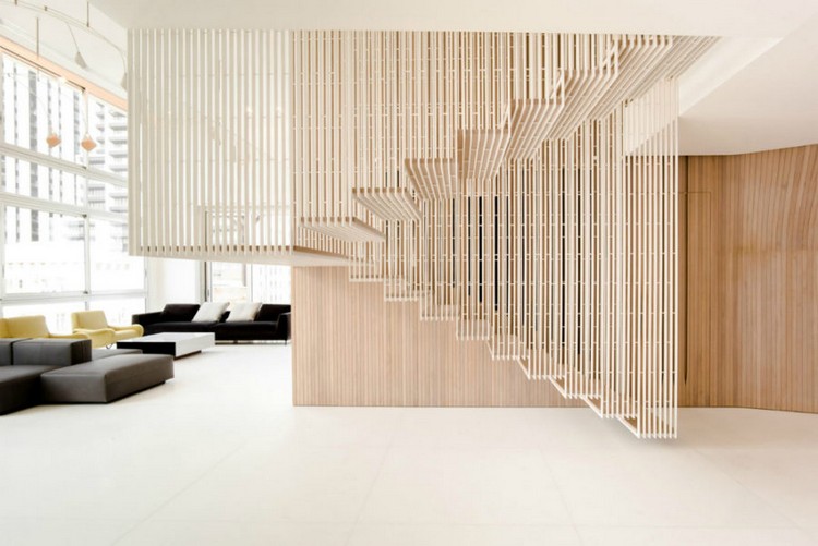 décoration minimaliste salon escalier design
