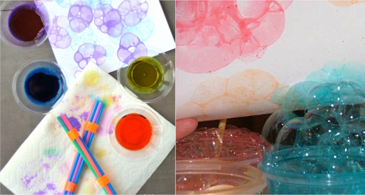idée bricolage pour fille ou garçon- peindre avec des bulles savoneuses