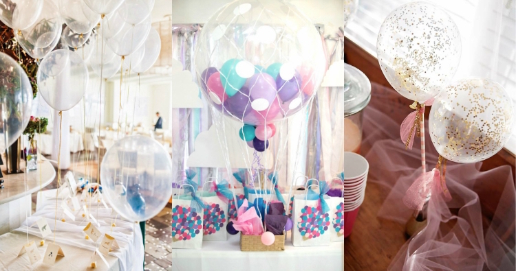 idées de décoration originale en ballons transparents remplissages