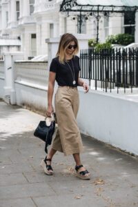 large pantalon femme beige coton look branché femme 2018