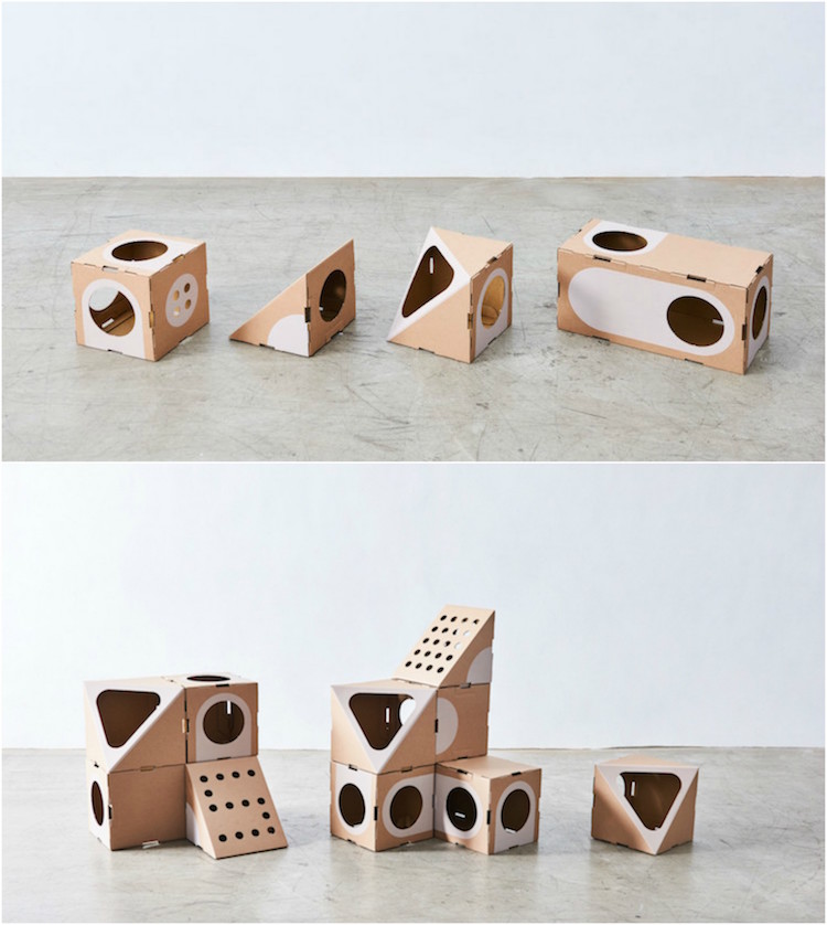 meubles pour chats carton formes geometriques