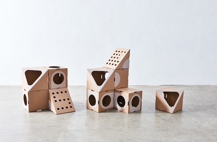 meubles pour chats carton recycle non toxique elements geometriques