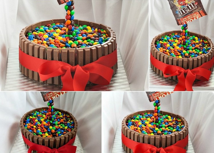 recette gravity cake comment faire gâteau suspendu bonbons M&M
