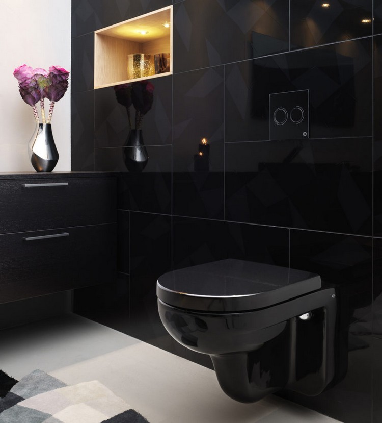 salle de bain noire design idées modernes