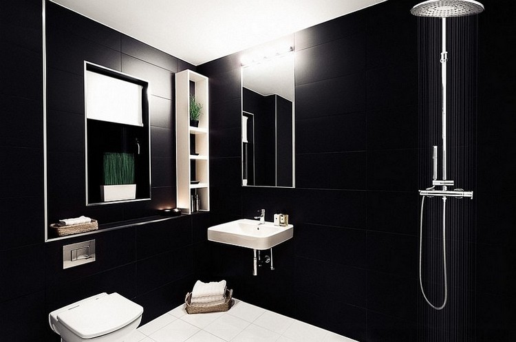 salle de bain noire design moderne et esthétique