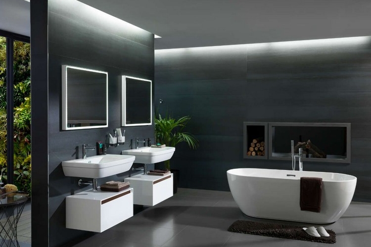 salle de bain noire déco super moderne