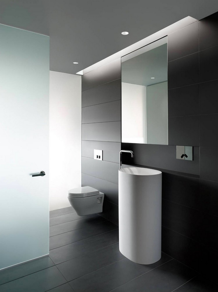 salle de bain noire minimaliste design moderne