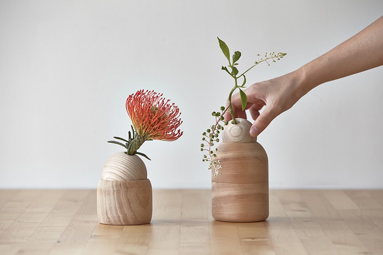 vase en bois KIMU design insolite polyvalent idées décoration fleurs 2018