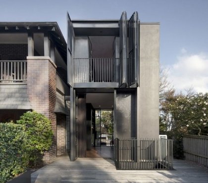 volets pliants design maison architecte briques design contemporain construction annexe trois étages