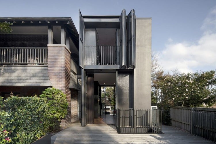 volets pliants design maison architecte briques design contemporain construction annexe trois étages