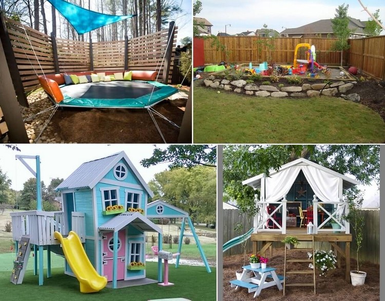 aire de jeux pour jardin idées inspirantes zone divertissement enfants installée arrière cour maison