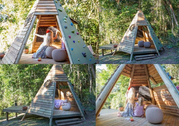 aire de jeux pour jardin tipis bois design innovant enfants