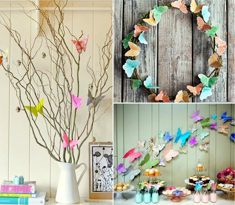bricolage Paques pour adultes et idées de décoration avec papillons en papier
