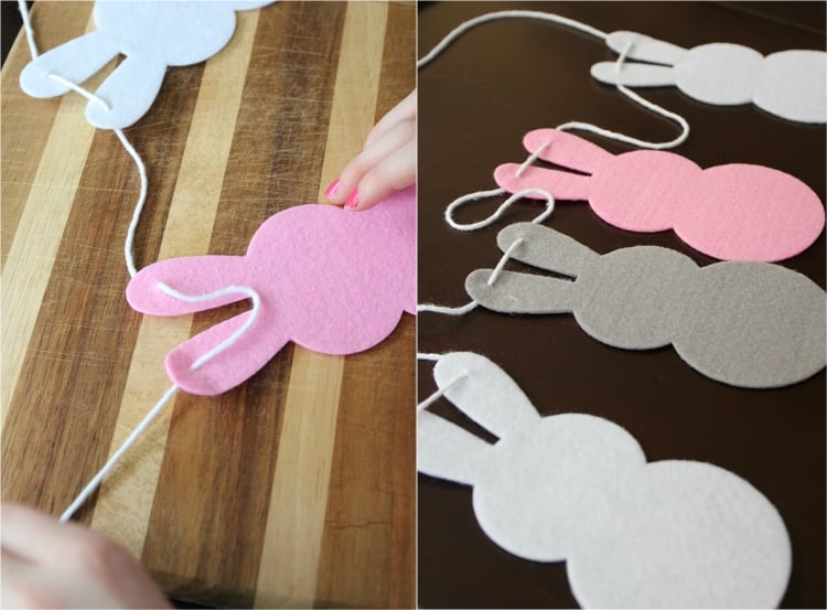 bricolage de Pâques adulte - tutoriel en photos- guirlande de lapins DIY