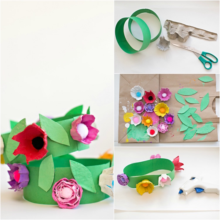 bricolage de printemps pour enfants couronne fleurs papier