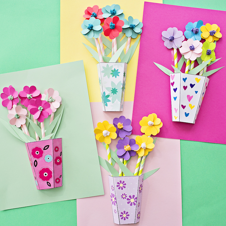 bricolage de printemps pour enfants fleurs papier DIY