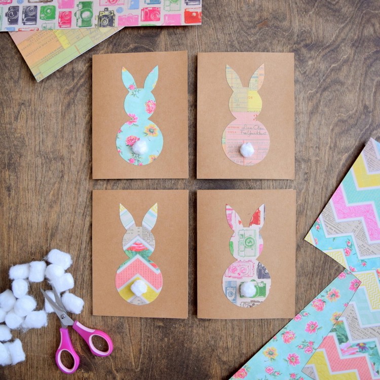 carte joyeuses Pâques idées faciles réaliser vous même motif lapin