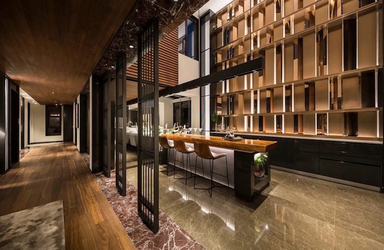 deco bois marbre cuisine moderne culture japonaise design contemporain