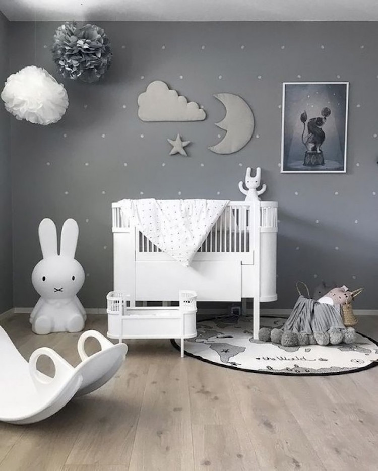 decoration murale nuage etoile demi lune deco chambre bebe gris blanc