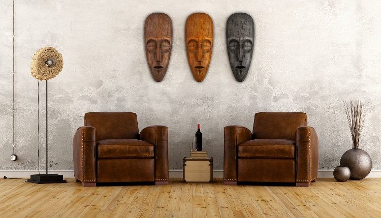 decoration murale salon masques africains bois