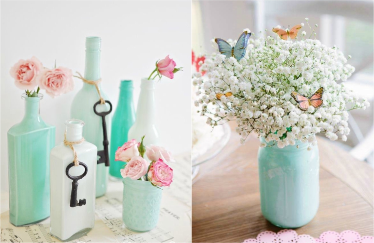 déco printemps faite maison- vases peintes en nuances pastel