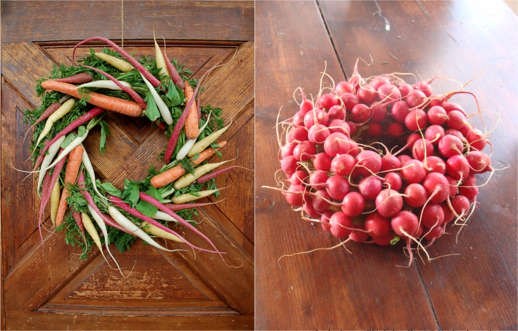 décoration de printemps légumes- couronnes de carottes ou radis