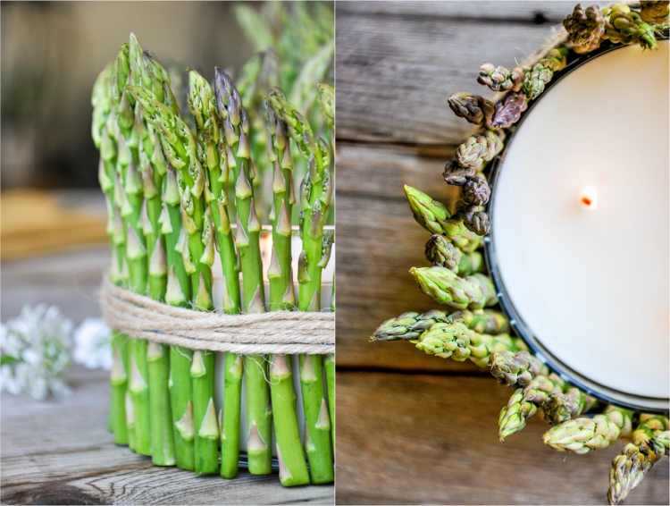décoration de printemps légumes- variantes de porte-bougies asperges