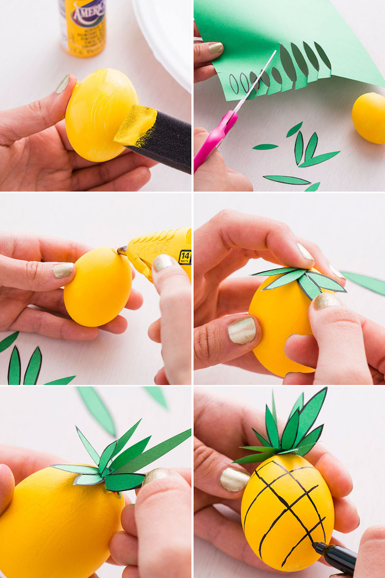 décoration oeuf de Paques en fuit -comment faire un ananas