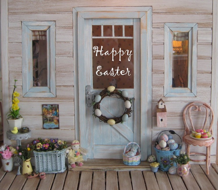 décoration de Pâques extérieur à faire soi-même idée géniale pour la véranda