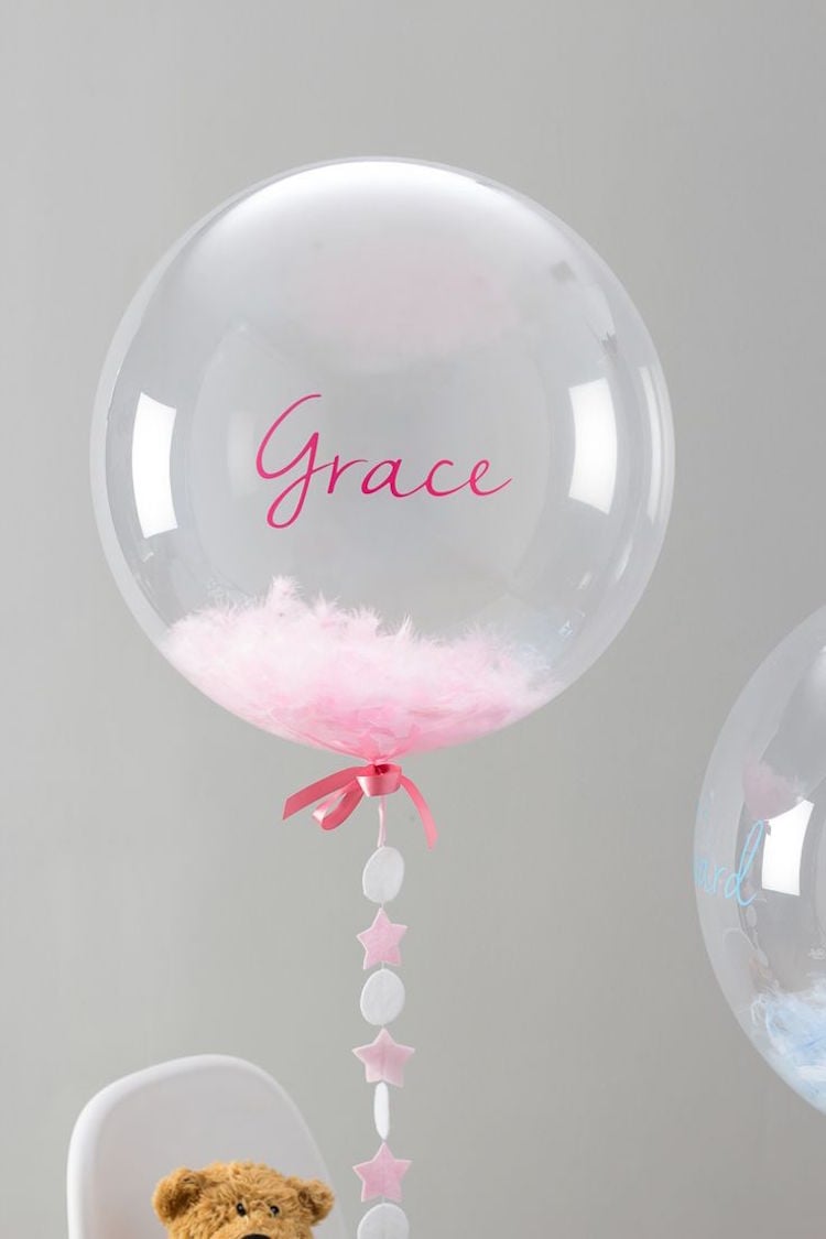 décoration de baptême pour fille avec ballon transparent confettis
