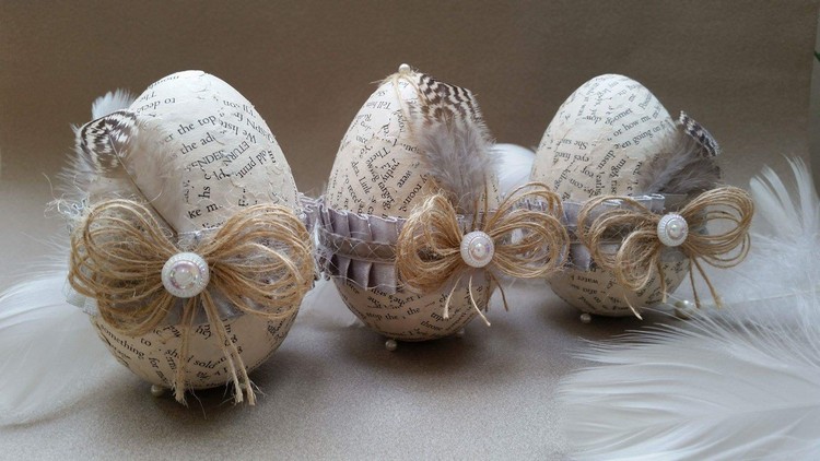 emballage œuf de Pâques plumes et papier